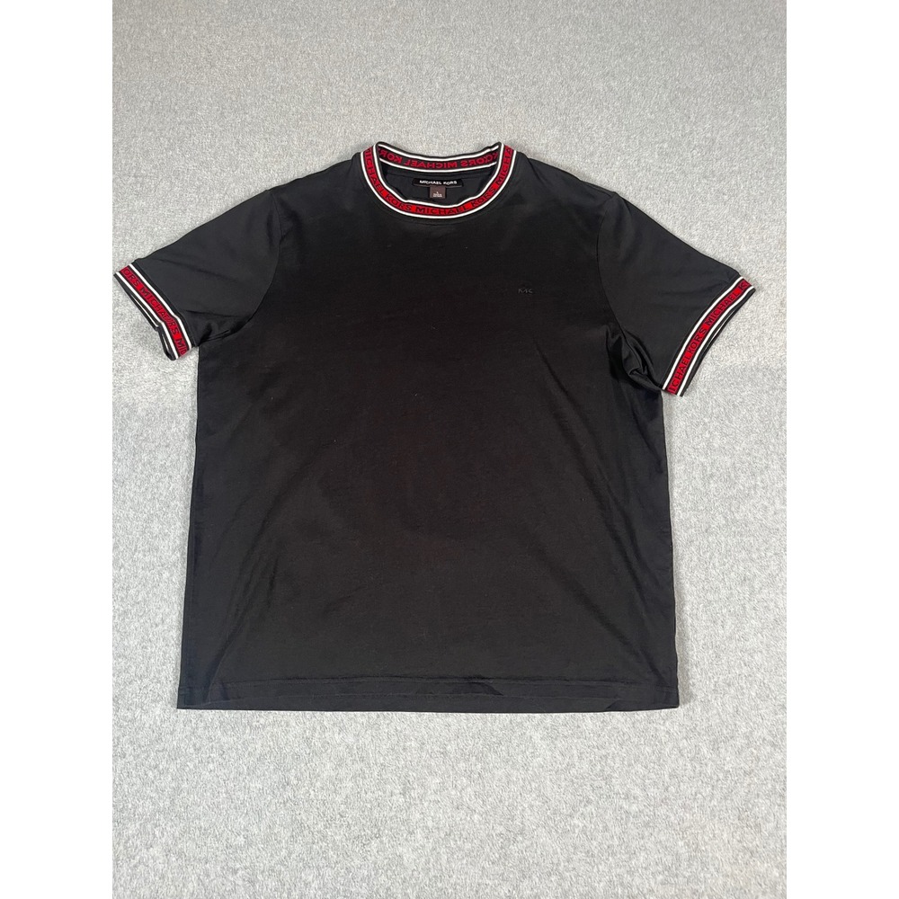 Michael Kors Mens Black‎ Logo Tape Crew Neck T-Shirt Short Sleeve Large MK Logo